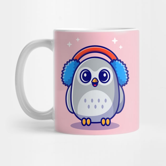 Cute Owl Wearing Earmuffs Cartoon by Catalyst Labs